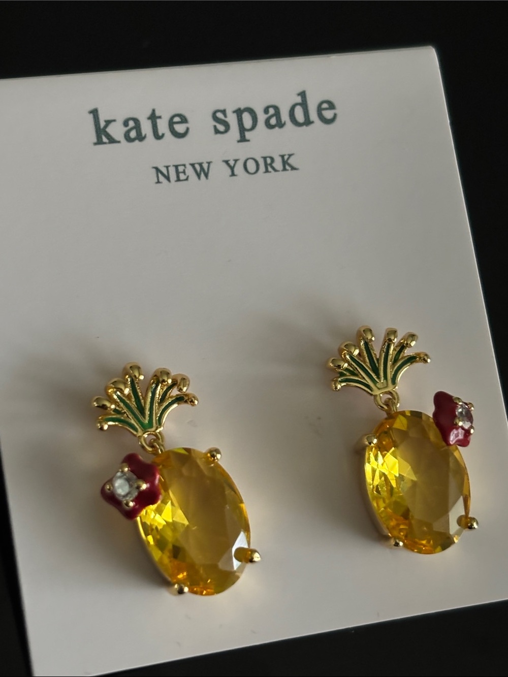 β οΈ kate spade Gold-Tone Yellow and Red Pineapple Drop Earrings β οΈ